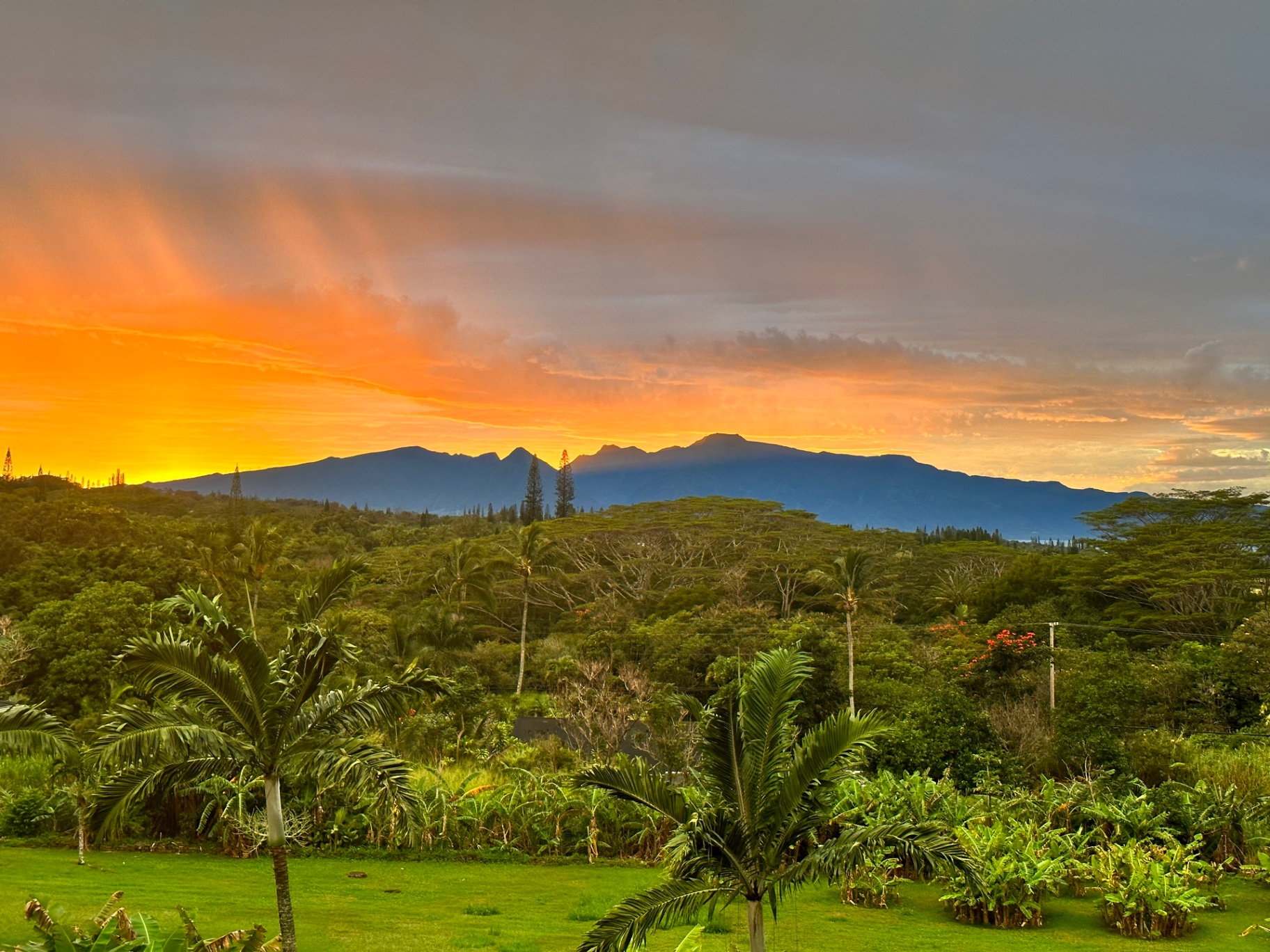 Sunset behind the West Maui mountains